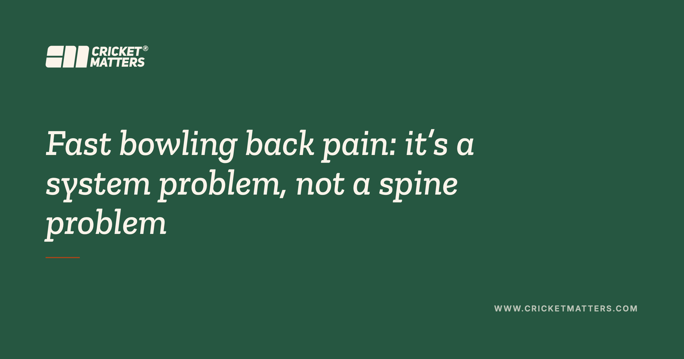 Fast Bowling Back Pain: It's a System Problem, Not a Spine Problem 2 Back Pain Fast Bowlers