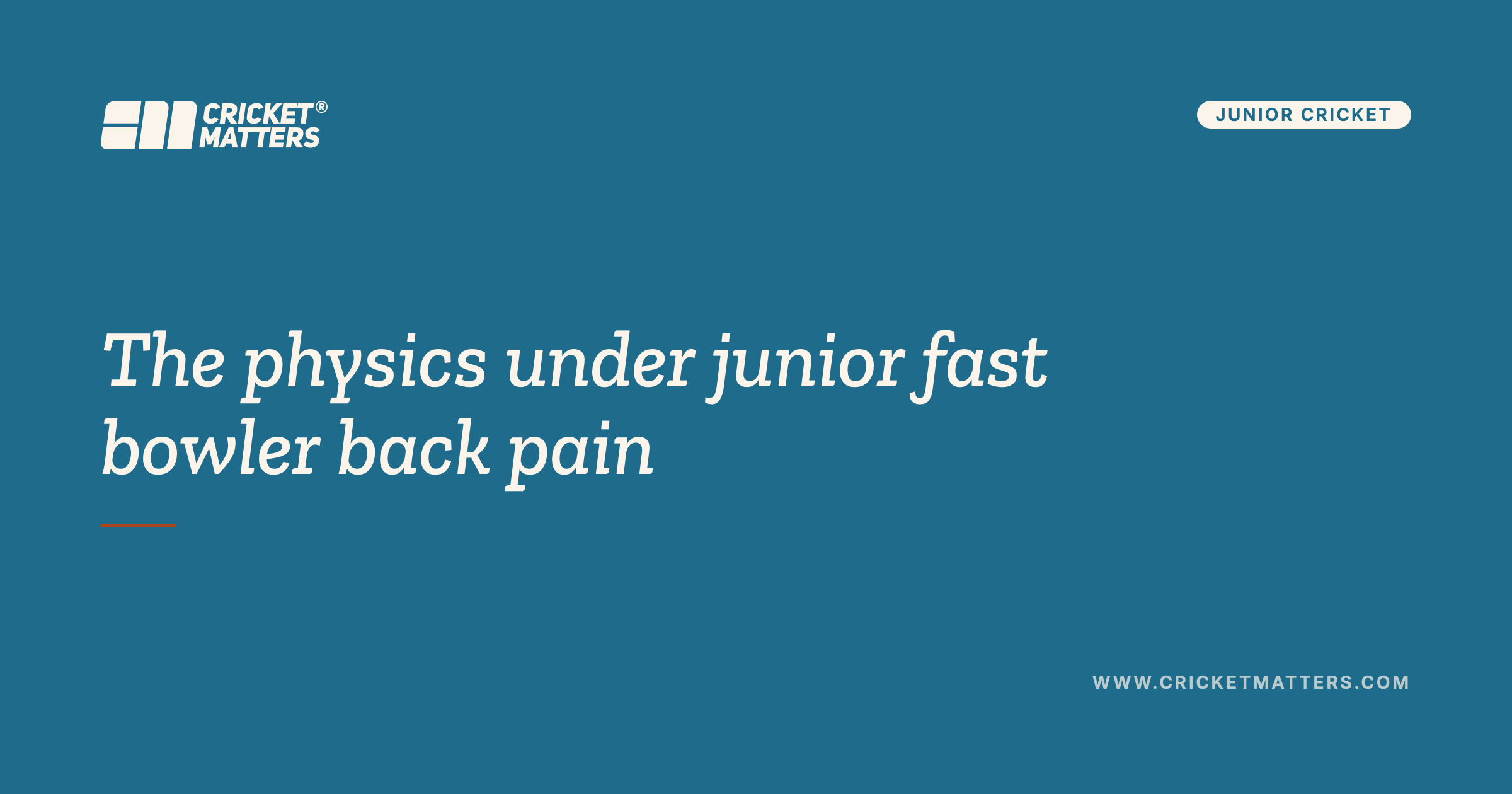 The Physics Under Junior Fast Bowler Back Pain