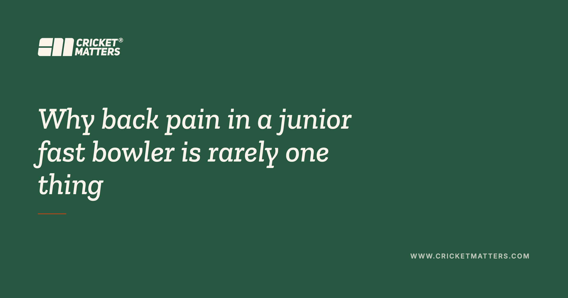 Back pain in junior fast bowlers